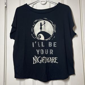 Disney Tim Burton's Nightmare Before Christmas Black T-Shirt Women's Size M